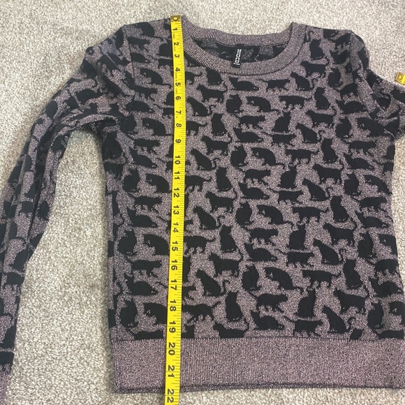 Divided by H&M Black Cat Metallic Pink Knit Sweater Size S - Picture 7 of 7
